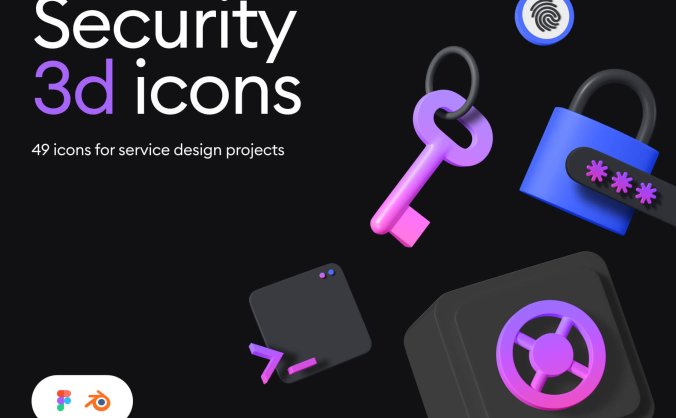 49个超酷安全相关的3D图标素材