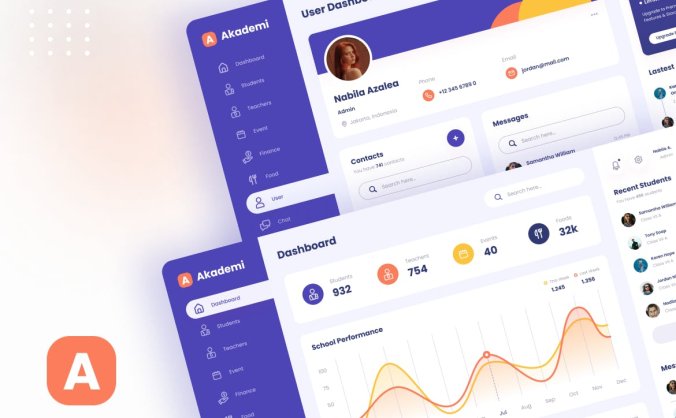 紫色优雅学习网站后台管理素材模板