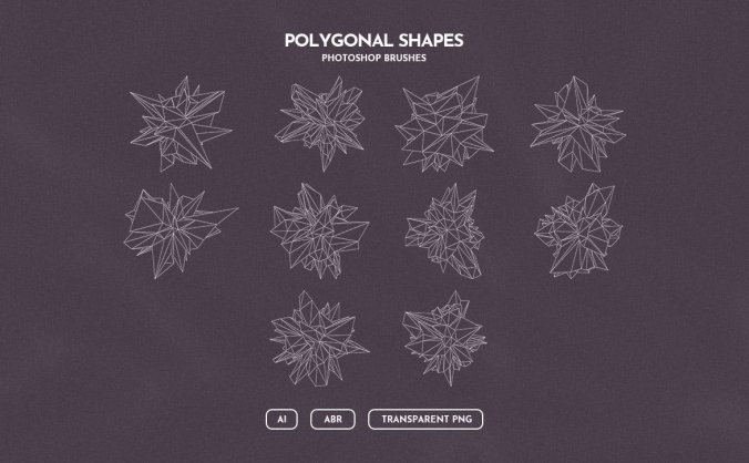 线框多边形形状Photoshop笔刷