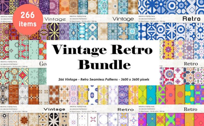 复古无缝图案背景图片素材包