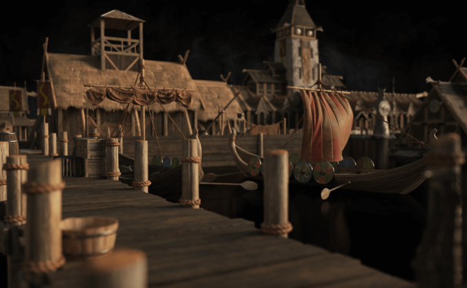 Valhalla瓦尔哈拉全套建筑C4D模型素材包(含Octane贴图)