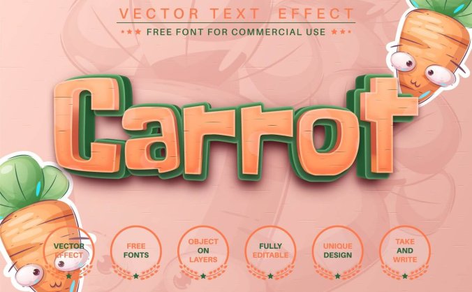 清新可爱卡通矢量AI格式3D立体字图层样式素材