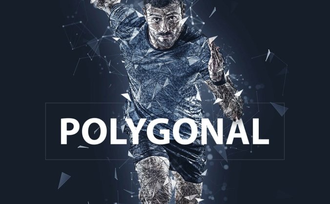 一键生成抽象几何多边形图形PS动作素材