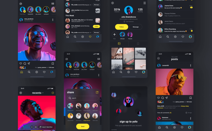 70+时尚前沿的社交主题APP UI KIT素材包