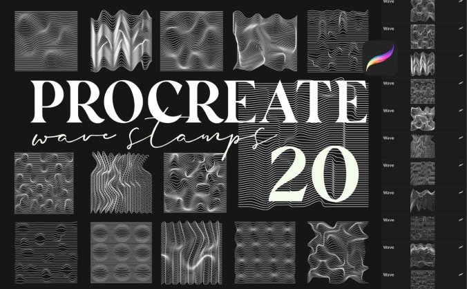 20个高端抽象波浪线procreate笔刷集合