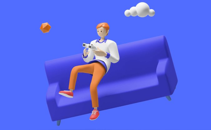 一套轻松活泼的3D人物及元素素材