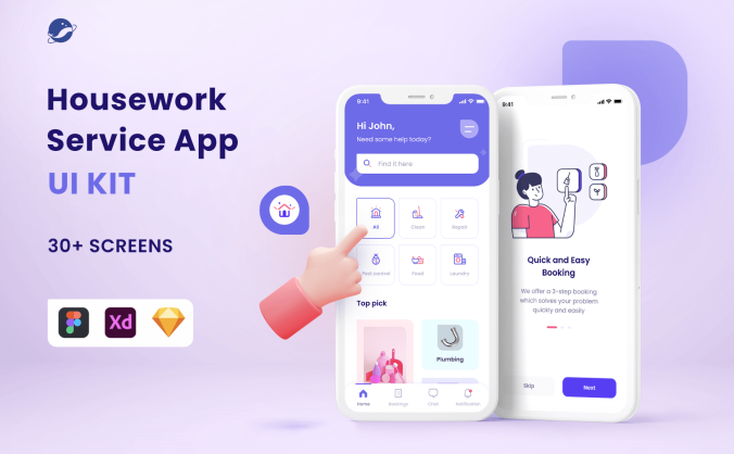 30+家政服务类APP UI KIT素材包