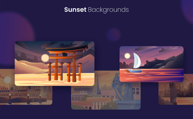 63个风格独特的风景矢量插画素材