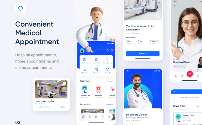 120多个医疗健康相关APP UI kit素材包