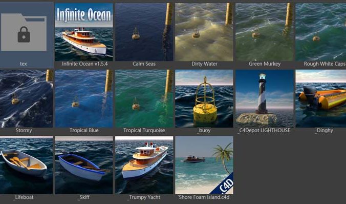 C4D海洋预设Infinite Ocean 1.5.4 for Cinema 4D R12-R24 Win/Mac