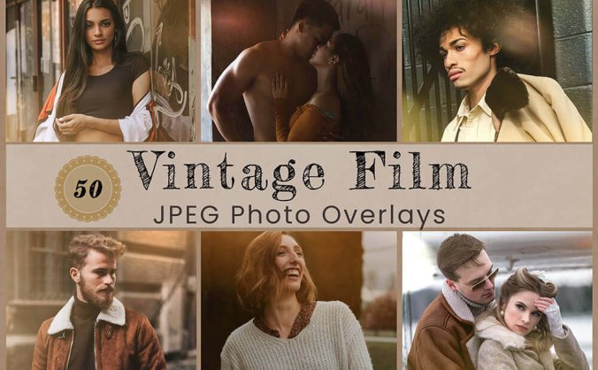 50个复古太阳光线效果照片叠层PNG素材