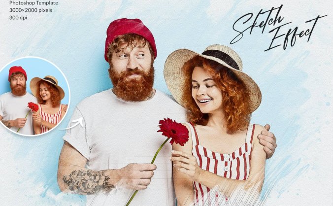 在PS里一键生成逼真素描、铅笔笔触和水彩画笔艺术效果