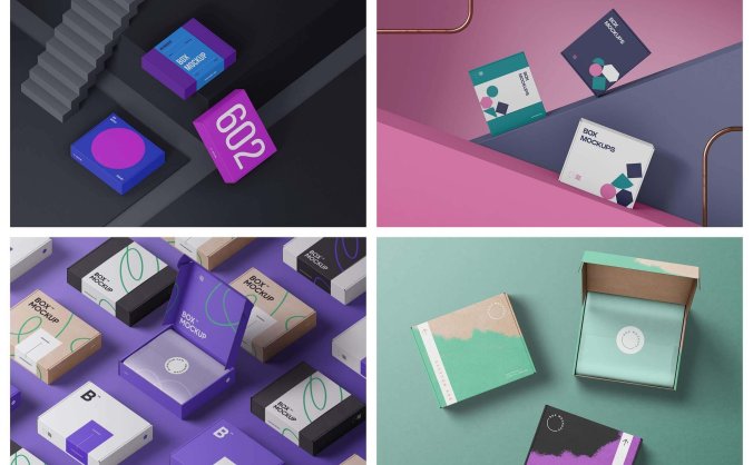 一套高端礼品盒包装设计样机PSD素材包