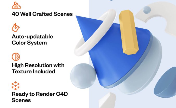 40个设计精致的网站电商BANNER视觉C4D场景元素素材