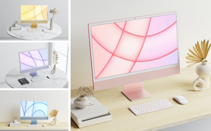 iMac M1芯片电脑样机PSD素材模型