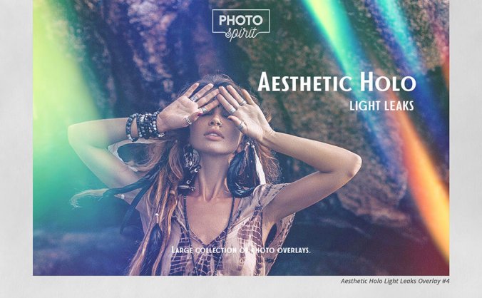 效果唯美的全息彩虹漏光照片叠层JPG素材