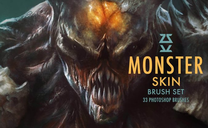 一组效果独特的怪物皮肤PS笔刷素材包