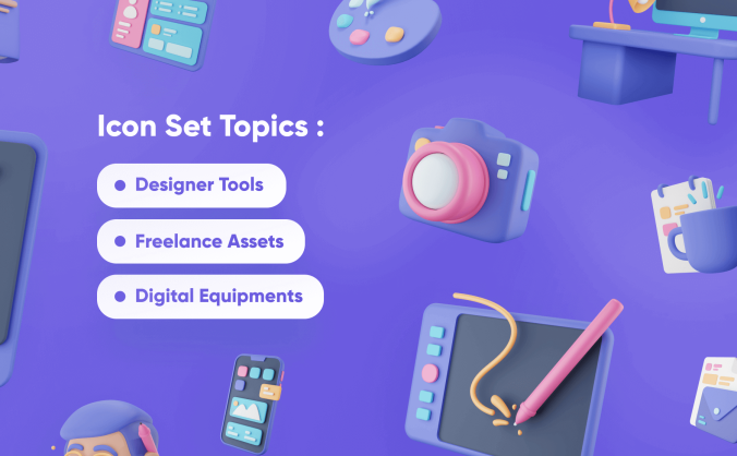 20个风格现代的设计创意类3D素材图标（blend）