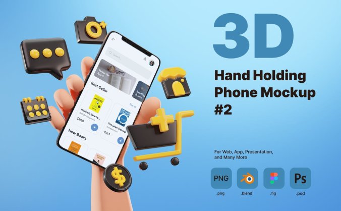 9种不同方式的3D手持手机展示模型素材