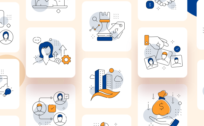 24个精致的业务管理类双色图标素材包