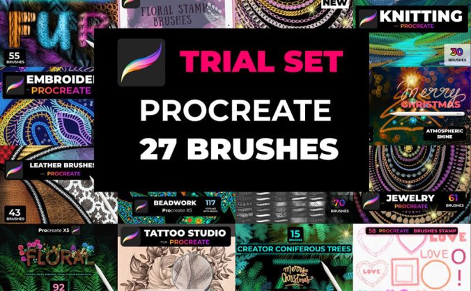 27个数字艺术绘画Procreate笔刷素材包