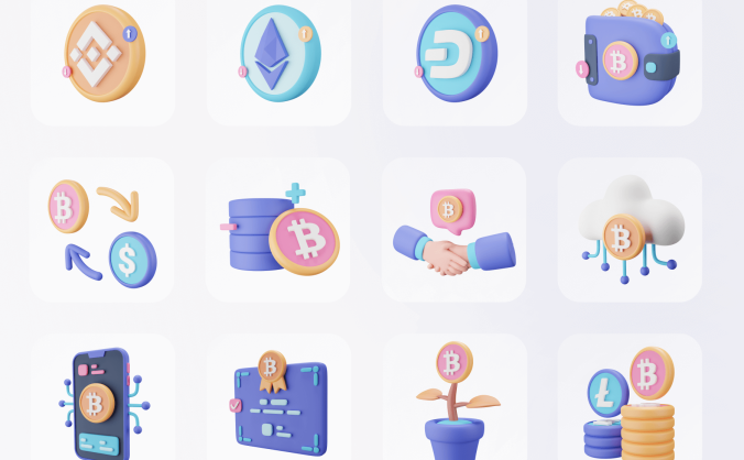 20个用于金融货币行业的现代创意3D图标素材