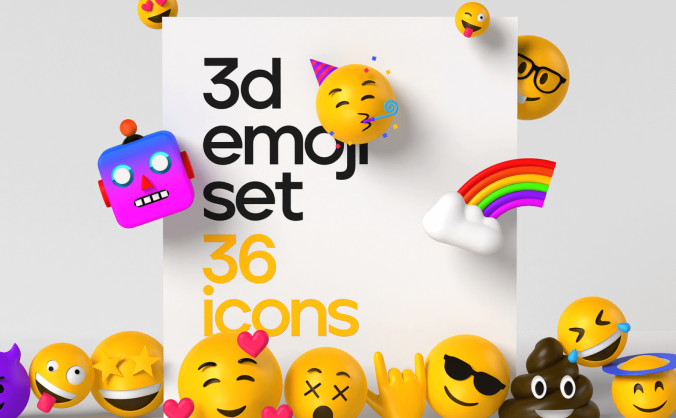 一套超级可爱的3D表情符号（Blender）