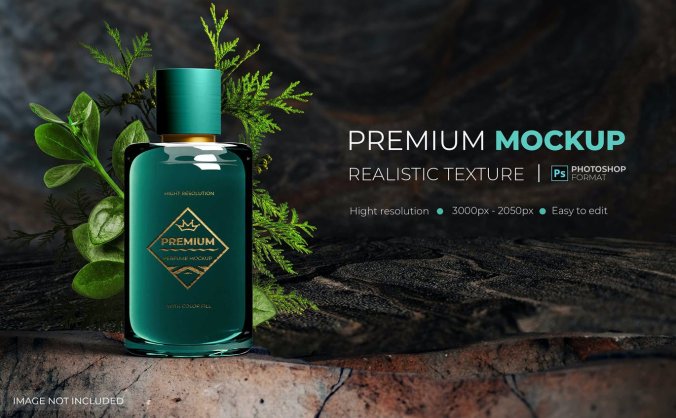 高端大气上档次香水包装场景设计PSD样机素材