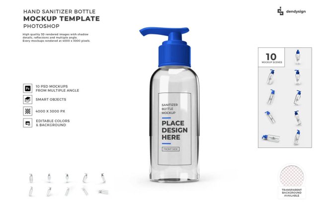 消毒液泵瓶模型模板PSD样机素材