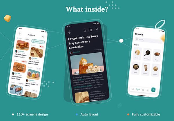 110+食谱烹饪餐饮美食主题APP UI KIT素材包