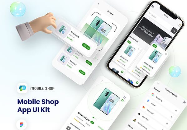 35个绿色高端电商电子商务手机移动APP UI KIT素材包