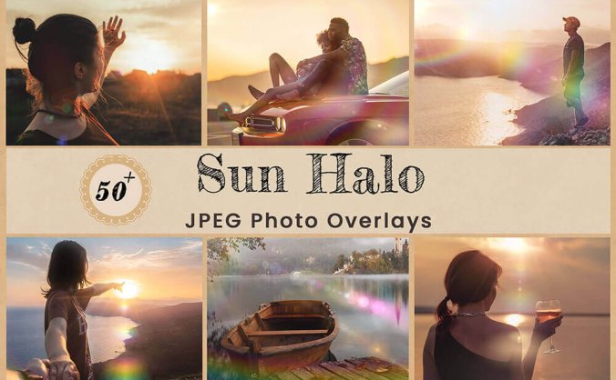 逼真太阳光晕照片叠加效果JPG背景素材
