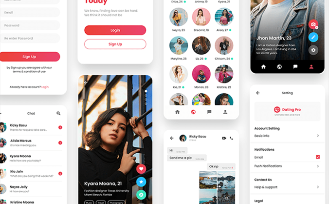 31个交友约会类粉色APP UI KIT素材包