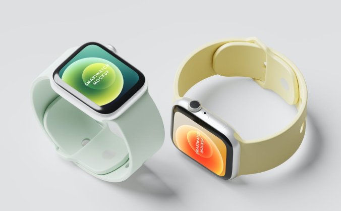 一套少见的智能手表产品PSD样机素材