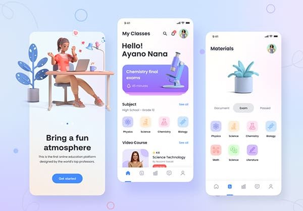 80个五彩斑斓的年轻化教育类APP UI素材包（Figma）