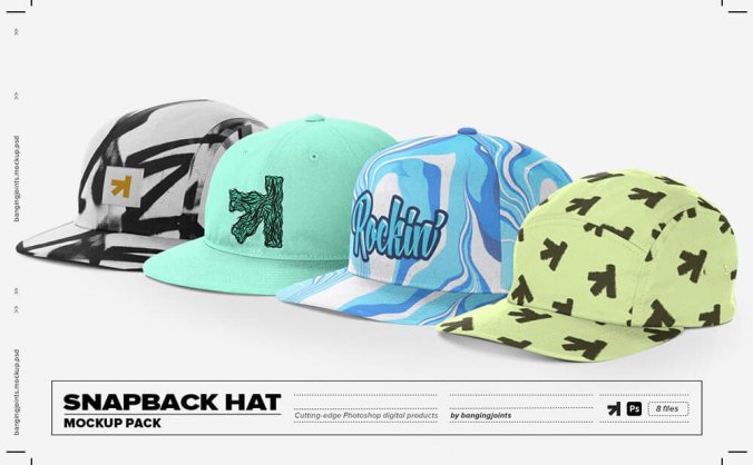 棒球帽外观品牌设计PSD样机素材