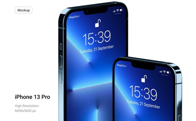 一套有质感的iPhone 13 Pro手机展示样机PSD素材模型