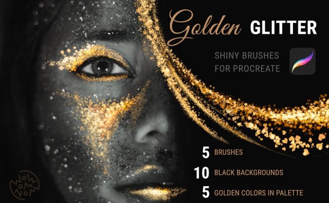 金色梦幻高端Procreate笔刷素材包