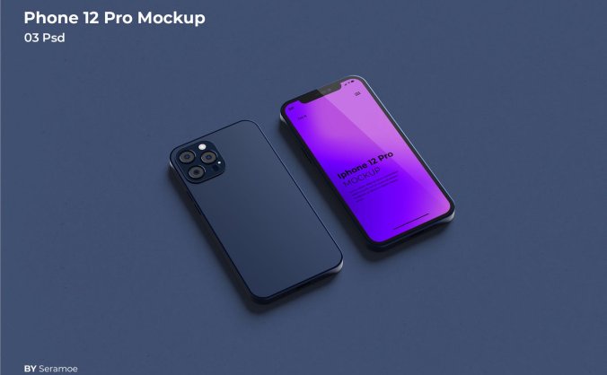 一套高分辨率IPhone 12 Pro手机PSD样机素材