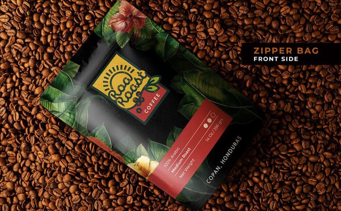 逼真的咖啡豆包装设计样机PSD素材
