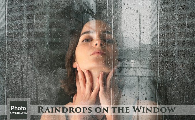 窗户雨水/雨滴照片叠层JPG素材