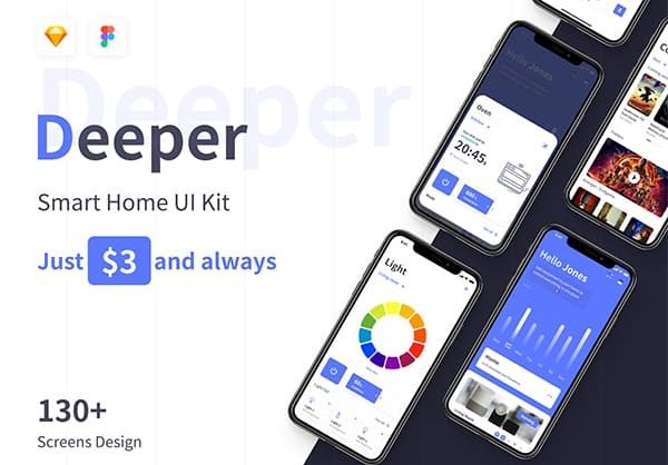 一套紫色智能家居APP UI Kit界面素材包