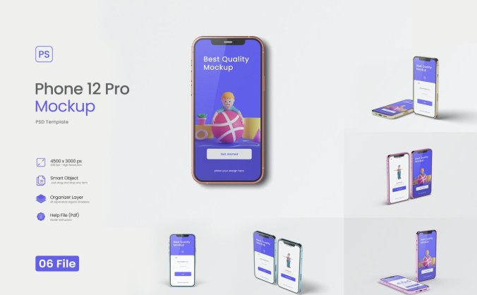 高品质iPhone 12 Pro 样机展示PSD素材
