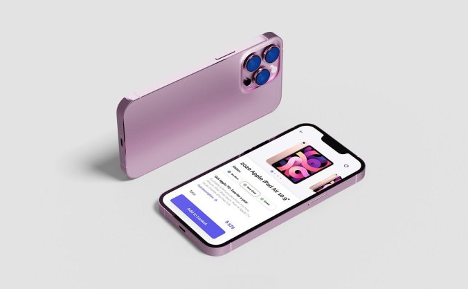 一套粉红色iPhone 13 Pro APP UI样机PSD素材
