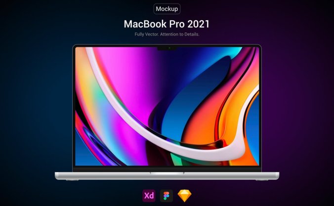 新款MacBook Pro 2021苹果电脑矢量样机素材