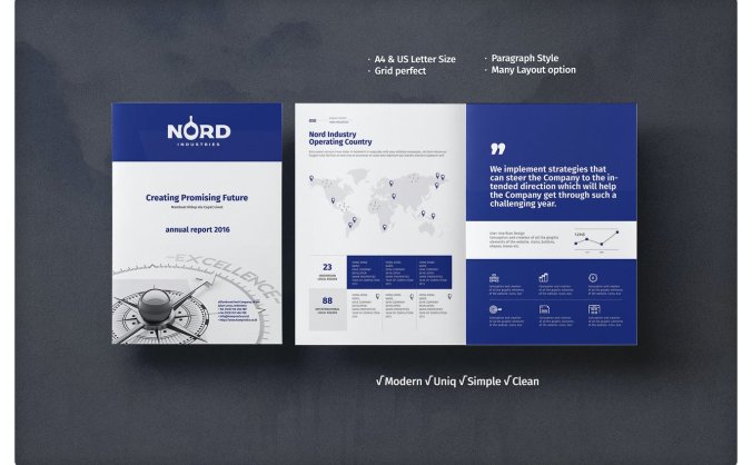 蓝白色简洁现代品牌手册画册楼书设计模板素材