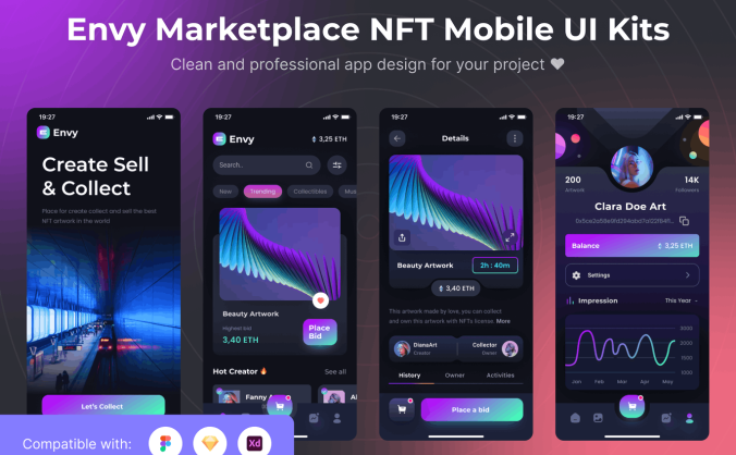 NFT市场 移动端 APP UI Kits素材