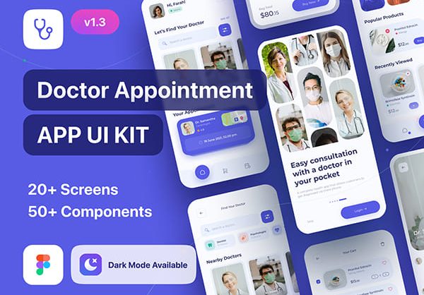 23个在线医生咨询应用APP UI KIT素材（ Figma）