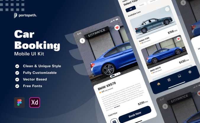 一套汽车预定主题APP UI Kits素材包
