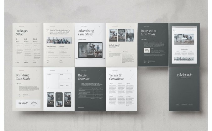 优雅米黄色手册画册杂志设计模板素材